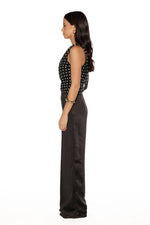 Orla Black Satin Straight Leg Pants Image