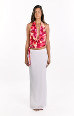 Ostara Yellow Orchid Cowl Neck Tie Top Image