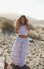 Paisley White Floral Strapless Top Image