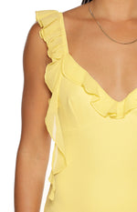 Paolma Yellow Ruffle Formal Maxi Dress Image