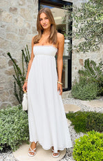 Patsy White Satin Maxi Dress Image