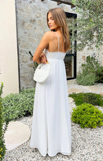 Patsy White Satin Maxi Dress Image