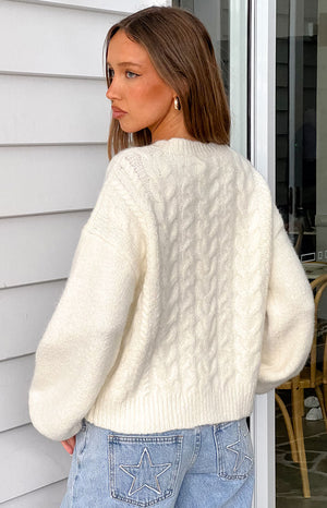 Percy Cream Cable Knit Cardigan