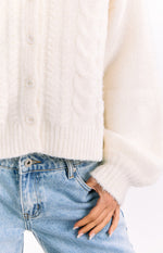 Percy Cream Cable Knit Cardigan Image