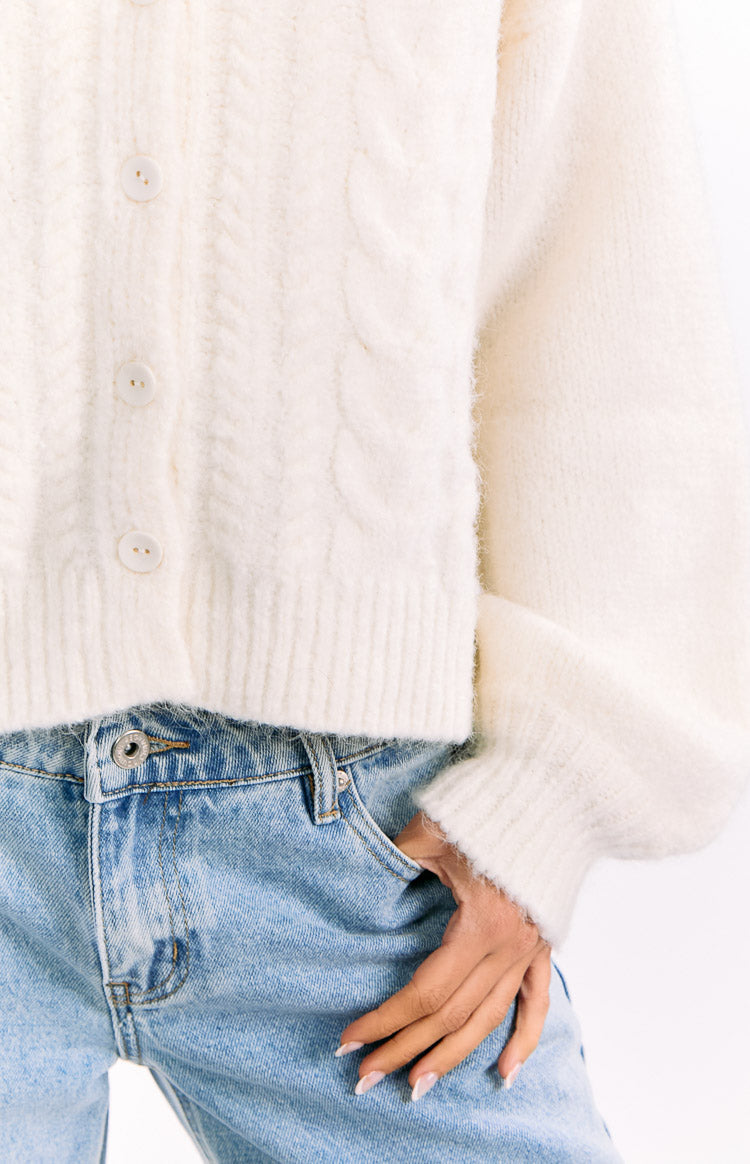 Percy Cream Cable Knit Cardigan Image