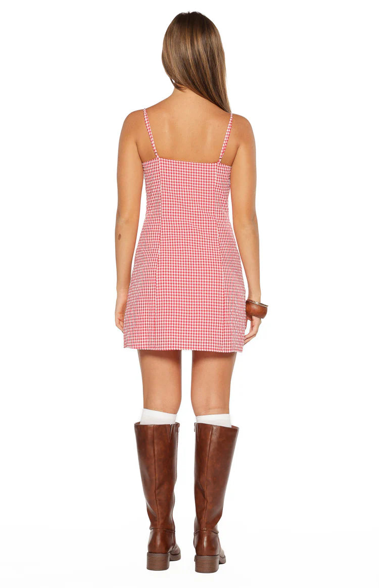 Please Red Gingham Mini Dress Image