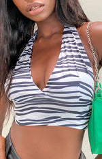 Polly V Neck Crop Zebra Image