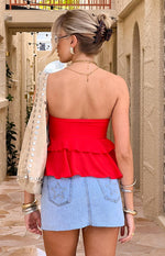 Raleigh Red Ruffle Strapless Top Image