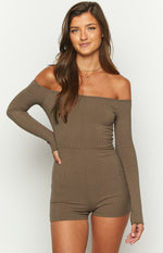 Raleigh Brown Long Sleeve Playsuit Image