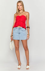 Raleigh Red Ruffle Strapless Top Image