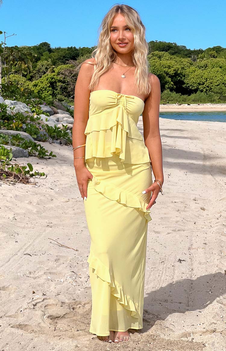 Raleigh Yellow Ruffle Maxi Skirt Image
