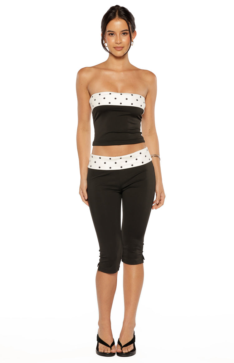 Reece Black Polka Dot Band Capris Image