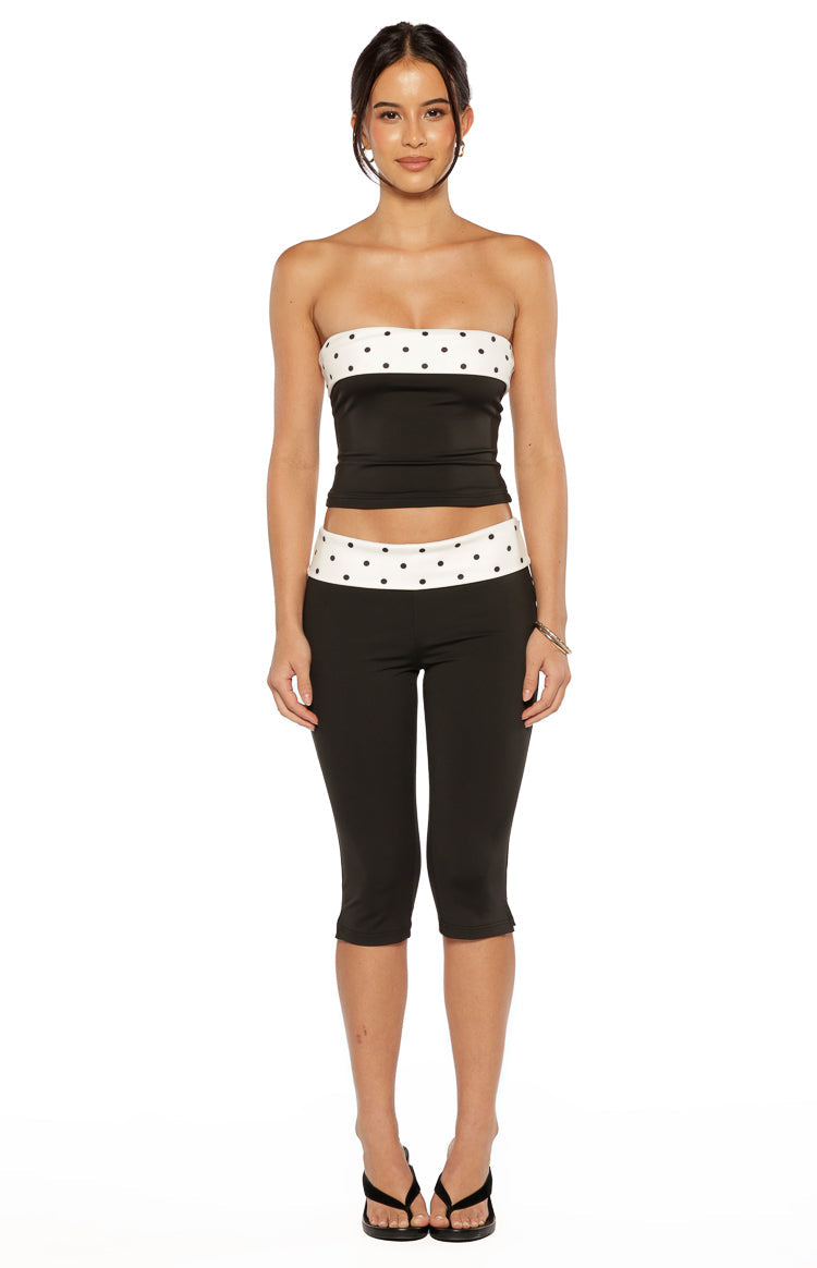 Reece Black Polka Dot Band Capris Image