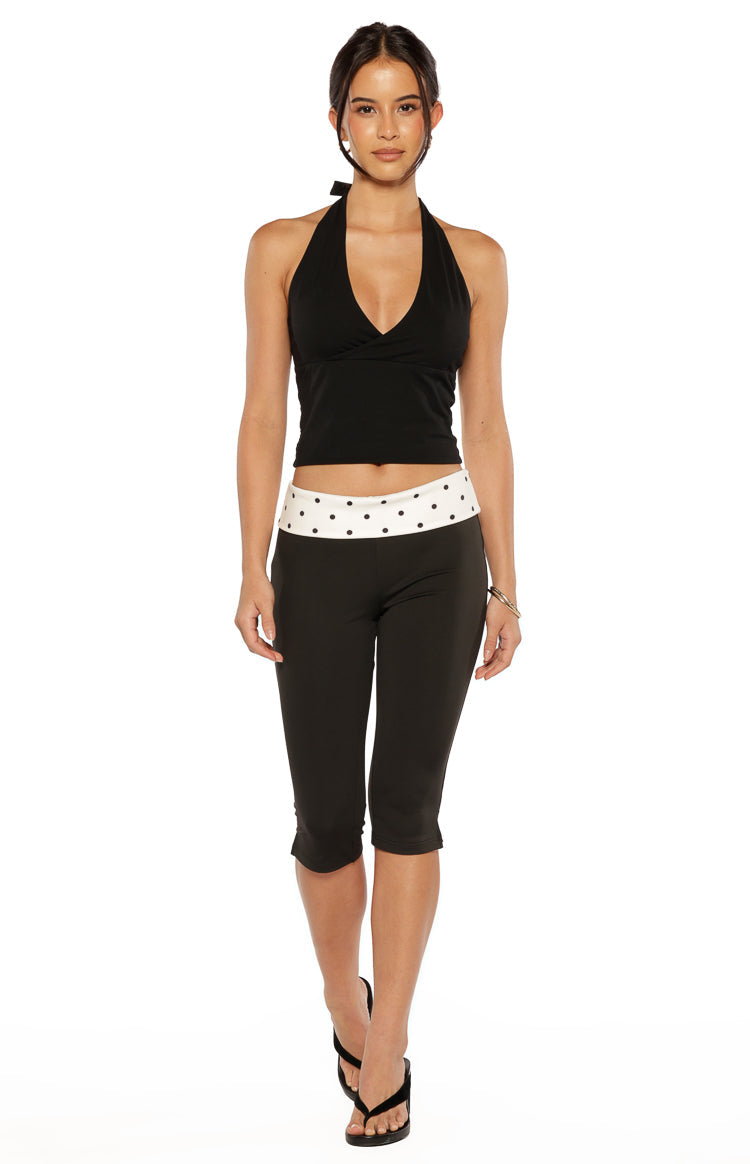 Reece Black Polka Dot Band Capris Image