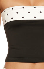 Reece Black Polka Dot Strapless Top Image