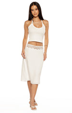 Reighn White Lace Detail Midi Skirt - PRE ORDER Image