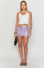 Remmie Purple Floral Sequin Mini Skirt Image