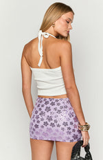 Remmie Purple Floral Sequin Mini Skirt Image
