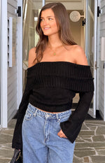 Joey Black Off Shoulder Sweater Image