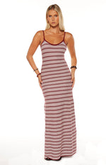 Rhiannon Burgundy Stripe Knit Maxi Dress Image
