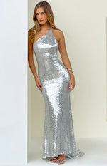 Riella Silver Sequin Maxi Dress Image
