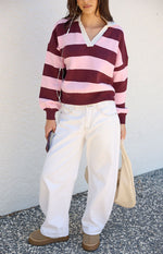 Rina Pink Stripe Polo Image