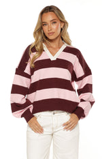 Rina Pink Stripe Polo Image