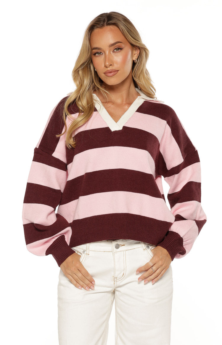 Rina Pink Stripe Polo Image