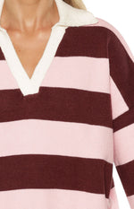 Rina Pink Stripe Polo Image