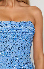 Rita Blue Sequin Strapless Maxi Dress Image