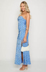 Rita Blue Sequin Strapless Maxi Dress Image