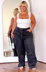 Robin Wide Leg Jeans Black Wash Image