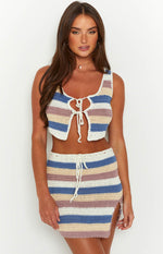 Rosita Stripe Crochet Mini Skirt Image