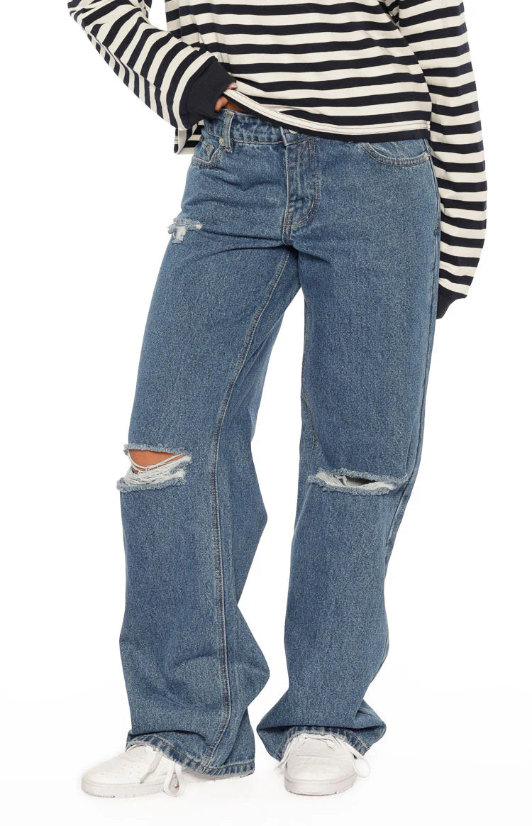 Roxie Mid Wash Ripped Jeans Image