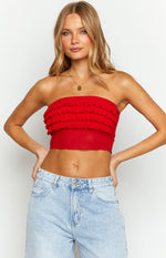 Rumba Rouge Red Ruffle Tube Top Image