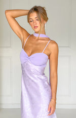 Ruthie Lilac Floral Satin Scarf Maxi Dress Image