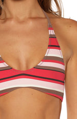 Savannah Pink Multi Stripe Scoop Neck Bikini Top Image