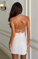 Say So White Beaded Mini Dress Image