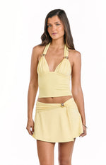 Say No More Yellow Trim Mini Skirt Image