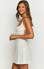Say So White Beaded Mini Dress Image