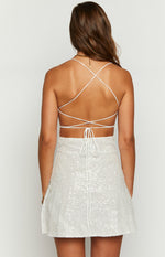 Say So White Beaded Mini Dress Image