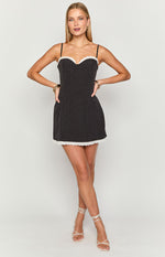 Seaton Black Polka Dot Mini Dress Image