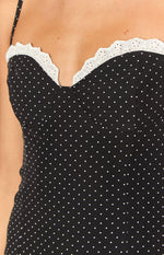 Seaton Black Polka Dot Mini Dress Image