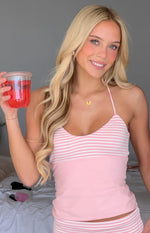 Sia Light Pink Stripe Jersey Halter Singlet Image