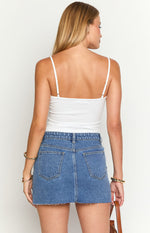 Siletto Mid Wash Denim Low Rise Mini Skirt Image