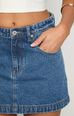 Skyline Swirl Mid Wash Denim Skort Image