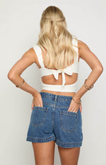 Skyline Swirl Mid Wash Denim Skort Image