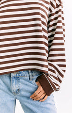 So Breezy Chocolate Stripe Long Sleeve Top - PRE ORDER Image
