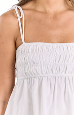 Solei White Ruched Tie Strap Top Image