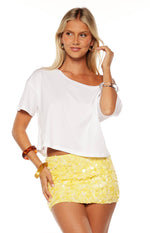 Spritz Yellow Sequin Party Mini Skirt Image